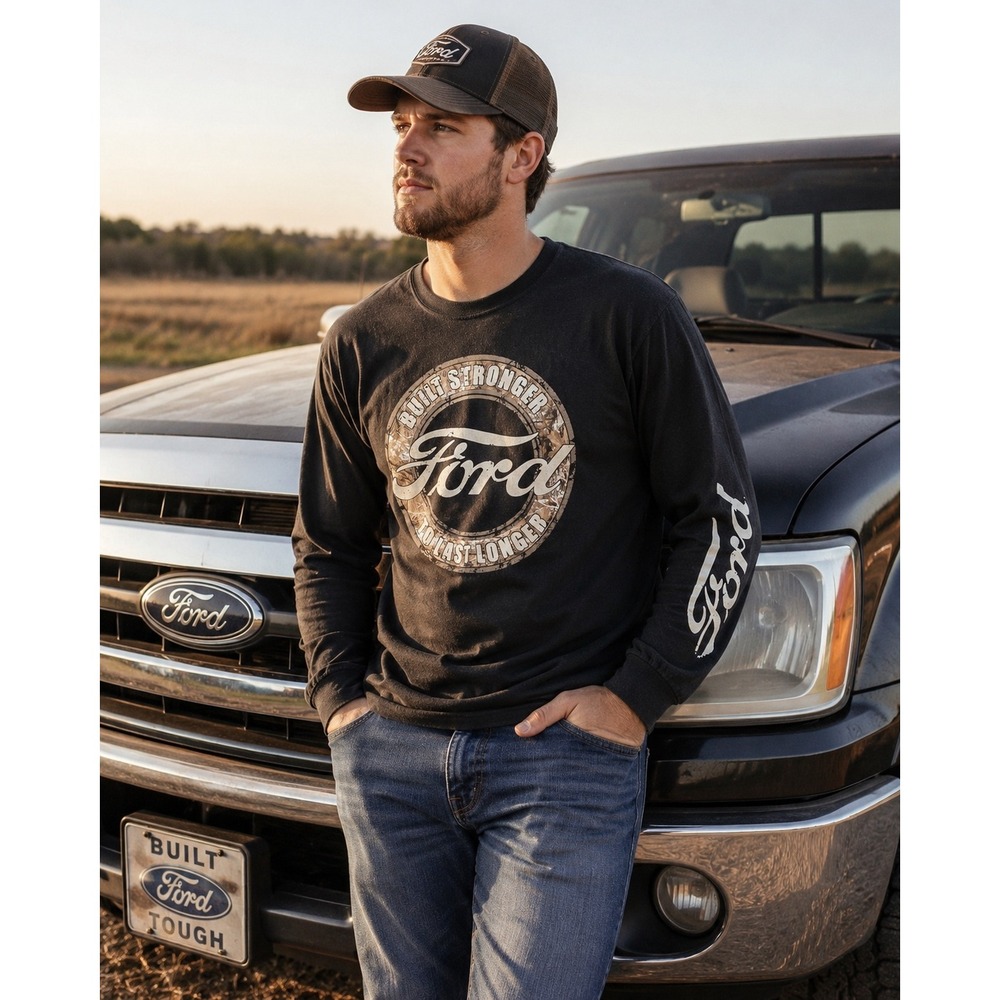 Realtree Ford Long Sleeve Shirt Mens Black Staghorn Creek Realtree EDGE Camo L